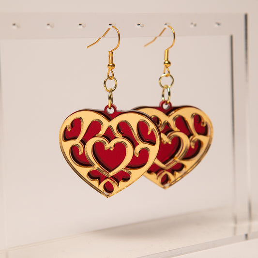 "Heart Container" Dangle Earrings (Made to Order)