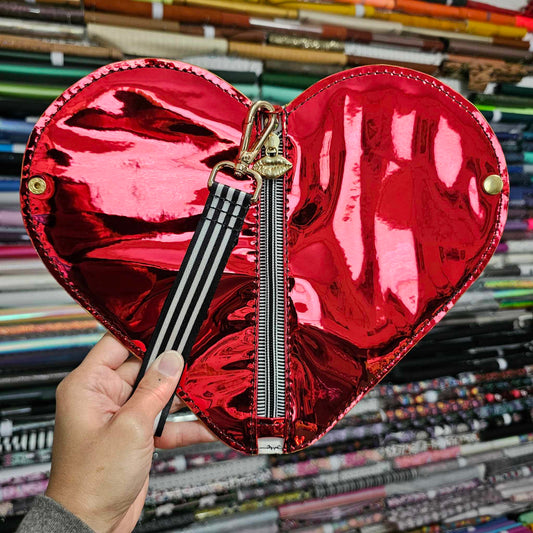 Mirror Red Cute Heart Pouch/Wristlet (READY TO SHIP)