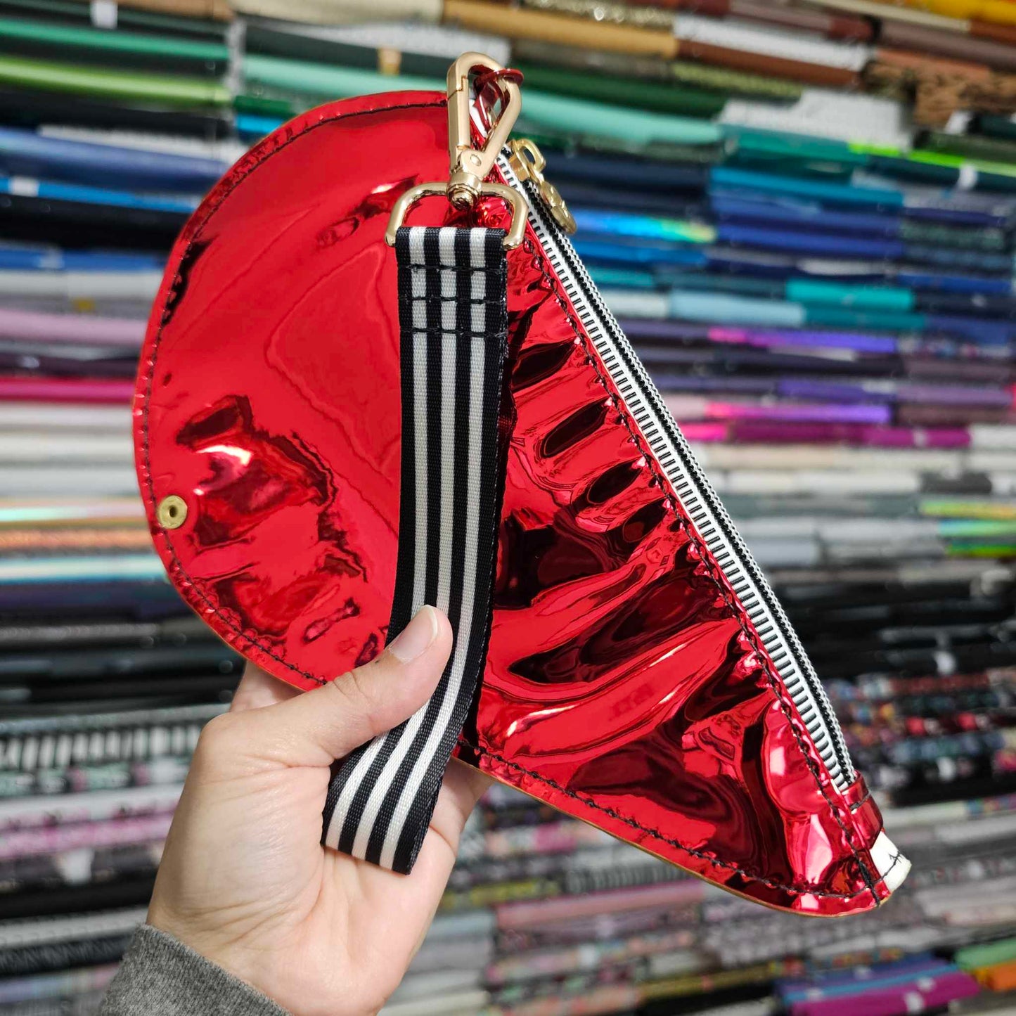 Mirror Red Cute Heart Pouch/Wristlet (READY TO SHIP)