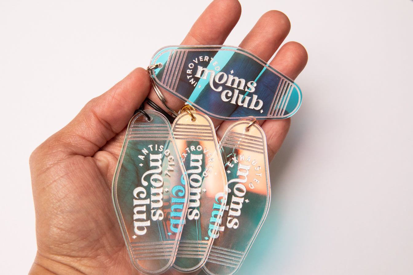 Iridescent Moms Club Keychain