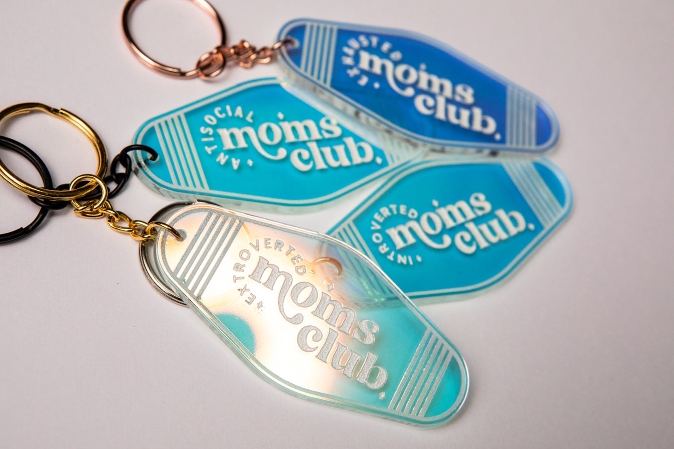 Iridescent Moms Club Keychain