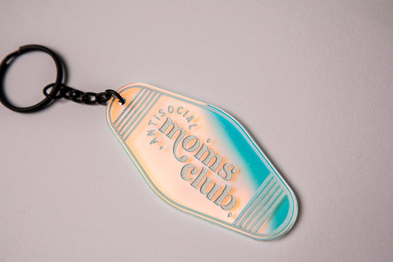 Iridescent Moms Club Keychain